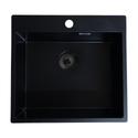 CARESSI Einbauspüle CAQPP50KR10BK-EB Black-line, Quartz Composite, 540 x 500 mm, ab Schrankbreite 600 mm, Becken 500 x 400 x 185 mm, Korbventilset mit Design-Überlauf, Schwarz Nr. 708384