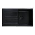 CARESSI Einbauspüle CAQPP770R10BK-EB Black-line, Quartz Composite, 770 x 450 mm, ab Schrankbreite 600 mm, Becken 350 x 400 x 185 mm, Korbventilset mit Design-Überlauf, reversibel, Überlauf im Becken, Schwarz Nr. 708388