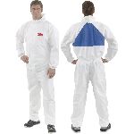 3M™ Schutzanzug 4540+L, Weiß+Blau, TYP 5/6, Größe L mit atmungsaktivem Rückeneinsatz Nr. 7100040416