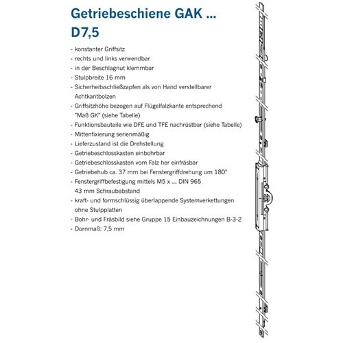 Constante Overbrenging WINKHAUS Transmissie Constant GAK.2000-2 Winkhaus Stulpflügelgetriebe GASK 2000-2, 2 Schließbleche Zilveren Deurmechanisme FFH 1750-2000 Mm