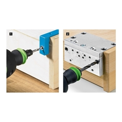 Hettich Quadro-Bohrlehre, ø 8mm für Kupplungen, Kunststoff BlueJig Quadro EB20 Start 44777, schwarz