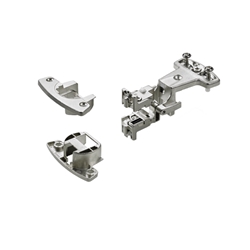 Hettich Grundscharnier Selekta Pro 2000 Zwillingsscharnier, 180 °, Auflage 6,5mm, mit Spreizmuffen, vernickelt 45055