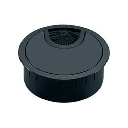 Hettich Kabeldurchlass, mit Bürstendichtung, Ø 60mm 45855, rund, Zinkdruckguss schwarz matt Innen Ø 53mm, H23,5mm