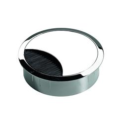 Hettich Kabeldurchlass, mit Bürstendichtung, Ø 80mm 45864, rund, Zinkdruckguss chrom glanz Innen Ø 72mm, H23,5mm