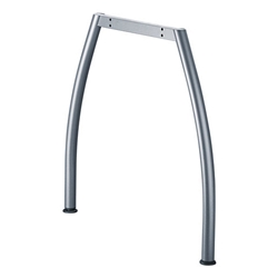 Hettich Tisch-2-Fuß-Gestell, geschwungen, 800-2000mm, Stahl Change 45988, aluminiumoptik, pulverbeschichtet, Bodenausgleich 15mm, Belastungbarkeit je m2 100kg