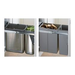 Hettich Küchen-Abfallsystem, Schrankbreite min. 300mm, Eimer: ER 49477, mit Vollauszug, 1x20/1x10l B 254mm, H 385mm, T 485mm, Deckel: Kunststoff schwarz