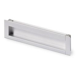 Hettich Muschelgriff, eckig, H 12mm Nidum 9071060, zum Einlassen, aluminiumoptik Bohrabstand 96mm, L 107mm