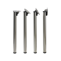 Hettich Tischbein, Ø 50x710mm, Stahl Jengo 9078548, edelstahloptik hochglanz, belastbar je Stk. 150kg, Höhenverstellung 30mm