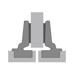 Hettich Intermat 110°-Scharnier ohne Schließautomatik (Intermat 9973), halb vorliegend, Öffnungswinkel 110°, Bohrbild TH 52x5,5mm, zum Anschrauben (-) 9043362