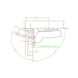 Hettich Sensys 110°-Scharnier mit integrierter Dämpfung (Sensys 8645i), vernickelt, einliegend, Öffnungswinkel 110°, Bohrbild TB 45x9,5mm, zum Einpressen (ø 8x11) 9073622