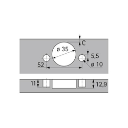 Hettich Sensys 110°-Scharnier ohne integrierte Dämpfung (Sensys 8645), vernickelt, vorliegend, Öffnungswinkel 110°, Bohrbild TH 52x5,5mm, zum Einpressen (ø 10x11) 9073641