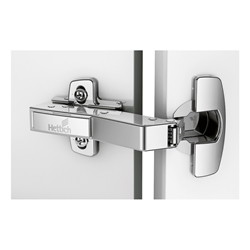 Hettich Sensys Winkelscharnier W45 mit integrierter Dämpfung (Sensys 8639i W45), vernickelt, vorliegend, Basis 9mm, Öffnungswinkel 95°, zum Einpressen (ø 10x11) 9088036
