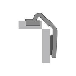 Hettich Scharnier für Eckschrankfalttüren ohne Schließautomatik (Intermat 9930), vernickelt, vorliegend, Öffnungswinkel 50° / 65°, Bohrbild TH 52x5,5mm, TS 48x6mm, Schnellmontage Fix (ø 10x6) 9090113