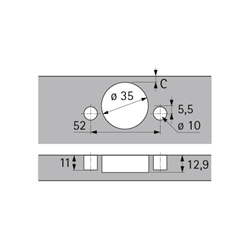 Hettich Sensys Dicktürscharnier, Türdicke bis 32mm, mit integrierter Dämpfung (Sensys 8631i), vernickelt, einliegend, Öffnungswinkel 95°, Schnellmontage Flash (ø 10x11) 9091422