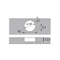 Hettich Sensys Dünntürscharnier, Türdicke ab 10mm, mit integrierter Dämpfung (Sensys 8646i), vernickelt, vorliegend, Öffnungswinkel 110°, zum Anschrauben (-) 9094300