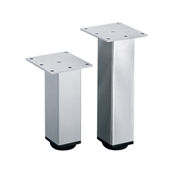 Hettich Unterbau-Möbelfuß, 46x46x200mm, Aluminium Lano SQ 9119546, silber eloxiert, belastbar je Stk. 150kg, Höhenverstellung 15mm