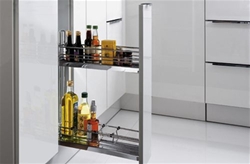 Hettich Küchenunterschrank-Frontauszug , 90°, rechts, KB150mm Style 9207577, Stahl silber verchromt, KB min. 112mm B112xH550xT510mm, lichte KH min. 550mm, KT min. 510mm