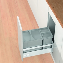 Hettich Küchen-Abfallsystem, Korpusbreite 300mm, Kunststoff Bin.it Vario 300 9207645, grau matt Nennlänge 470mm, H 312mm, Montage hinter Blenden