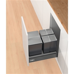Hettich Küchen-Abfallsystem, Korpusbreite 450mm, Kunststoff Bin.it Smart 450/500 9208750, grau, anthrazit matt Nennlänge 500mm, H 310mm, Montage hinter Blenden
