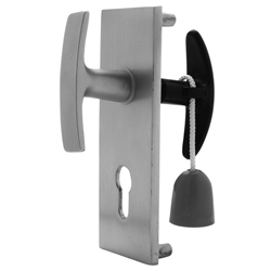 Nemef Garagentorschloß-Garnitur 3023 Außengriff Alu F1, Langschild Alu F1, Innen-Ziehgriff 8403 9mm Nuß, 60 mm Entfernung Nr .9302300000