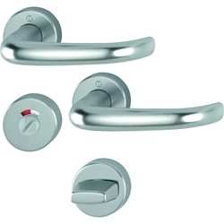 Hoppe OT-Drückergarnitur, mit Rosetten, rund, DIN Links-Rechts, WC/SS (RW), VK8, Aluminium San Francisco 1301/42H/42HKVS, F9 stahlfarbig mit Stütznocken, Gleitlager, TS 40-45mm Nr. 10724336