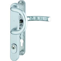 Hoppe PT-Schutz-Wechselgarnitur, oval, PZ, 8/92, DIN Links-Rechts, ALU Liege 538G/3359ZA/3357N/1540, F1 naturfarbig eloxiert Schmalschild, TS 67-72mm Nr. 11623725