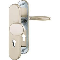 Hoppe ZT-Schutz-Wechselgarnitur, oval, PZ, 8/72, DIN Links-Rechts, ALU Verona 86G/3331/3310/1510, neusilberfarbig eloxiert Langschild, TS 42-47mm Nr. 3667679