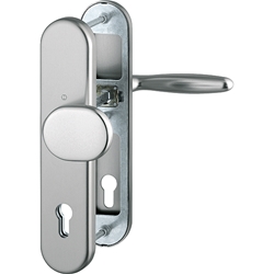 Hoppe HT-Schutz-Wechselgarnitur, oval, PZ, 10/92, DIN Links-Rechts, Aluminium Verona 86G/3331/3310/1510, F9 stahlfarbig eloxiert Langschild, TS 67-72mm Nr. 3667610