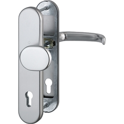 Hoppe HT-Schutz-Wechselgarnitur, oval, PZ, 10/92, DIN Links-Rechts, Aluminium San Francisco 86G/3331/3310/1301, F9 stahlfarbig eloxiert Langschild, TS 67-72mm Nr. 3715853