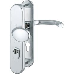 Hoppe FH-Schutz-Wechselgarnitur, oval, PZ, 9/72, DIN Links-Rechts, ALU Marseille FS-76G/3332ZA/3310/1138F, F1 eloxiert Langschild, TS 42-47mm, Antipanik Nr. 3919549