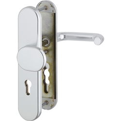 Hoppe ZT-Schutz-Wechselgarnitur, oval, PZ, 8/72, DIN Links-Rechts, ALU Paris 86G/3331/3330/138L, F1 naturfarbig eloxiert Langschild, TS 37-42mm Nr. 6938187
