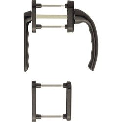 Hoppe Balkon-/Fenstertür-Griffgarnitur, PZ, Tôkyô 099KH/66N/U26/0710/66NS/49PNS (flach), Alu, F8707 dunkelbraun seidenglänzend beschichtet, mit Stütznocken, Ø 12mm, verdeckt verschraubt, mit Schrauben, TS 63-68mm Nr. 8127425