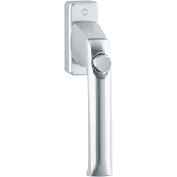 Hoppe DK-Fenstergriff, mit Druckknopf, VK7 London 013SV/U34, F1 naturfarbig eloxiert mit Stütznocken, Nocken Ø 10mm, verdeckt verschraubt, 35mm Stift Nr. 819553