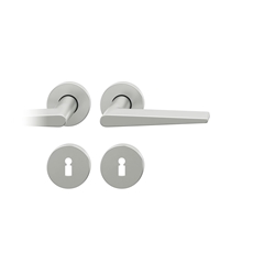 FSB ASL® Drückergarnitur, mit Rosetten, rund, DIN Links-Rechts, Blind, Aluminium, 12 1005, Naturfarbig, mit Stütznocken, Vierkant 8mm, Stärke Abdeckung 7mm, TS 39-58mm Nr. 0 12 1005 01300 0105