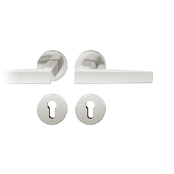 FSB ASL® Drückergarnitur, mit Rosetten, rund, DIN Links-Rechts, PZ gelocht, Aluminium, 12 1185, Neusilberfarbig, mit Stütznocken, Vierkant 8mm, Stärke Abdeckung 7mm, TS 39-58mm Nr. 0 12 1185 01310 0205