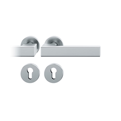 FSB AGL® 3 Drückergarnitur, mit Rosetten, rund, DIN Links, PZ gelocht, Edelstahl, 72 1183, Edelstahl, mit Stütznocken, Vierkant 8mm, Stärke Abdeckung 7mm, TS 39-48mm Nr. 0 72 1183 61410 6204