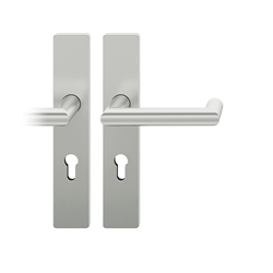FSB AGL® 3 Drückergarnitur, Langschild, eckig, PZ gelocht, E72, DIN Rechts, 72 1016, Naturfarbig eloxiert, mit Stütznocken, Vierkant 8mm, TS 39-48mm Nr. 0 72 1016 62110 0105