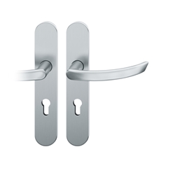 FSB AGL® 3 Drückergarnitur, Langschild, oval, PZ gelocht, E72, DIN Links, 72 1119, Edelstahl fein matt, mit Stütznocken, Vierkant 8mm, TS 39-48mm Nr. 0 72 1119 62810 6204
