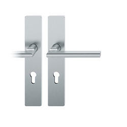 FSB AGL® 3 Drückergarnitur, Langschild, eckig, PZ gelocht, E72, DIN Links, 72 1035, Edelstahl fein matt, mit Stütznocken, Vierkant 8mm, TS 39-48mm Nr. 0 72 1035 62210 6204