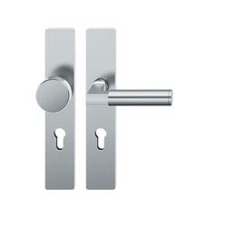 FSB OT-Wechselgarnitur, Langschild, eckig, PZ gelocht, E72, Edelstahl, 72 1102, DIN Links, Edelstahl fein matt, verdeckt verschraubt, mit Stütznocken, Klasse 4, Vierkant 8mm, TS 39-48mm, mit Knopf 0829 Nr. 0 72 1102 62410 6204