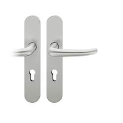 FSB AGL® 3 Drückergarnitur, Langschild, oval, PZ gelocht, E72, DIN Rechts, 72 1023, Naturfarbig eloxiert, mit Stütznocken, Vierkant 8mm, TS 39-48mm Nr. 0 72 1023 62710 0105