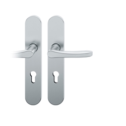 FSB AGL® 3 Drückergarnitur, Langschild, oval, PZ gelocht, E72, DIN Rechts, 76 1106, Edelstahl fein matt, mit Stütznocken, Vierkant 9mm, TS 39-48mm Nr. 0 76 1106 62710 6204