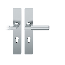 FSB AGL® 3 Drückergarnitur, Langschild, eckig, PZ gelocht, E72, DIN Links, 76 1102, Edelstahl fein matt, mit Stütznocken, Vierkant 9mm, TS 39-48mm Nr. 0 76 1102 62210 6204
