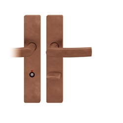 FSB AGL® 3 Drückergarnitur, Langschild, eckig, WC Schauscheibe/Notentriegelung, E78, DIN Rechts, 72 1015, Hellbronze patiniert gewachst, mit Stütznocken, Vierkant 8mm, TS 39-48mm Nr. 0 72 1015 62554 7615