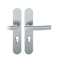 FSB AGL® 3 Drückergarnitur, Langschild, oval, PZ gelocht, E72, DIN Rechts, 72 1107, Edelstahl fein matt, mit Stütznocken, Vierkant 8mm, TS 39-48mm Nr. 0 72 1107 62710 6204