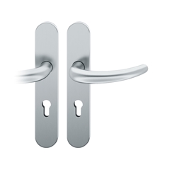 FSB AGL® 3 Drückergarnitur, Langschild, oval, PZ gelocht, E72, DIN Links, 72 1160, Edelstahl fein matt, mit Stütznocken, Vierkant 8mm, TS 39-48mm Nr. 0 72 1160 62810 6204