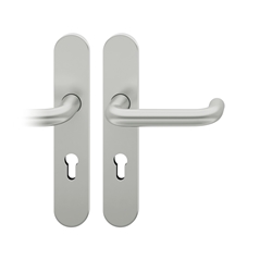 FSB AGL® 3 Drückergarnitur, Langschild, oval, PZ gelocht, E72, DIN Rechts, 79 1070, Naturfarbig eloxiert, mit Stütznocken, Vierkant 9mm, TS 39-48mm Nr. 0 79 1070 62710 0105