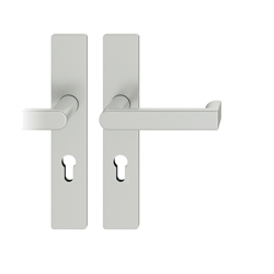 FSB AGL® 3 Drückergarnitur, Langschild, eckig, PZ gelocht, E72, DIN Rechts, 79 1245, Naturfarbig eloxiert, mit Stütznocken, Vierkant 9mm, TS 39-48mm Nr. 0 79 1245 62110 0105