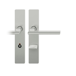 FSB AGL® 3 Drückergarnitur, Langschild, eckig, WC Schauscheibe/Notentriegelung, E78, DIN Links, 72 1035, Naturfarbig eloxiert, mit Stütznocken, Vierkant 8mm, TS 39-48mm Nr. 0 72 1035 62654 0105