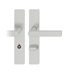 FSB AGL® 3 Drückergarnitur, Langschild, eckig, WC Schauscheibe/Notentriegelung, E78, DIN Rechts, 72 1244, Naturfarbig eloxiert, mit Stütznocken, Vierkant 8mm, TS 39-48mm Nr. 0 72 1244 62554 0105